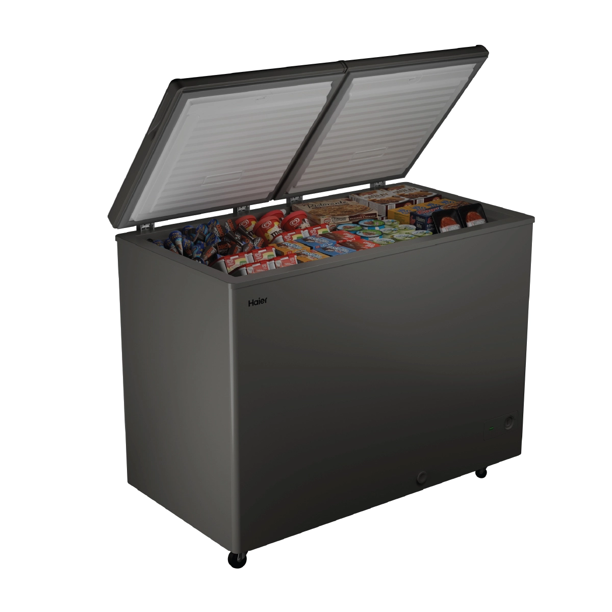 Haier 365 Ltr Double door- Embossed Titanium Grey colour Convertible Hard top Freezer